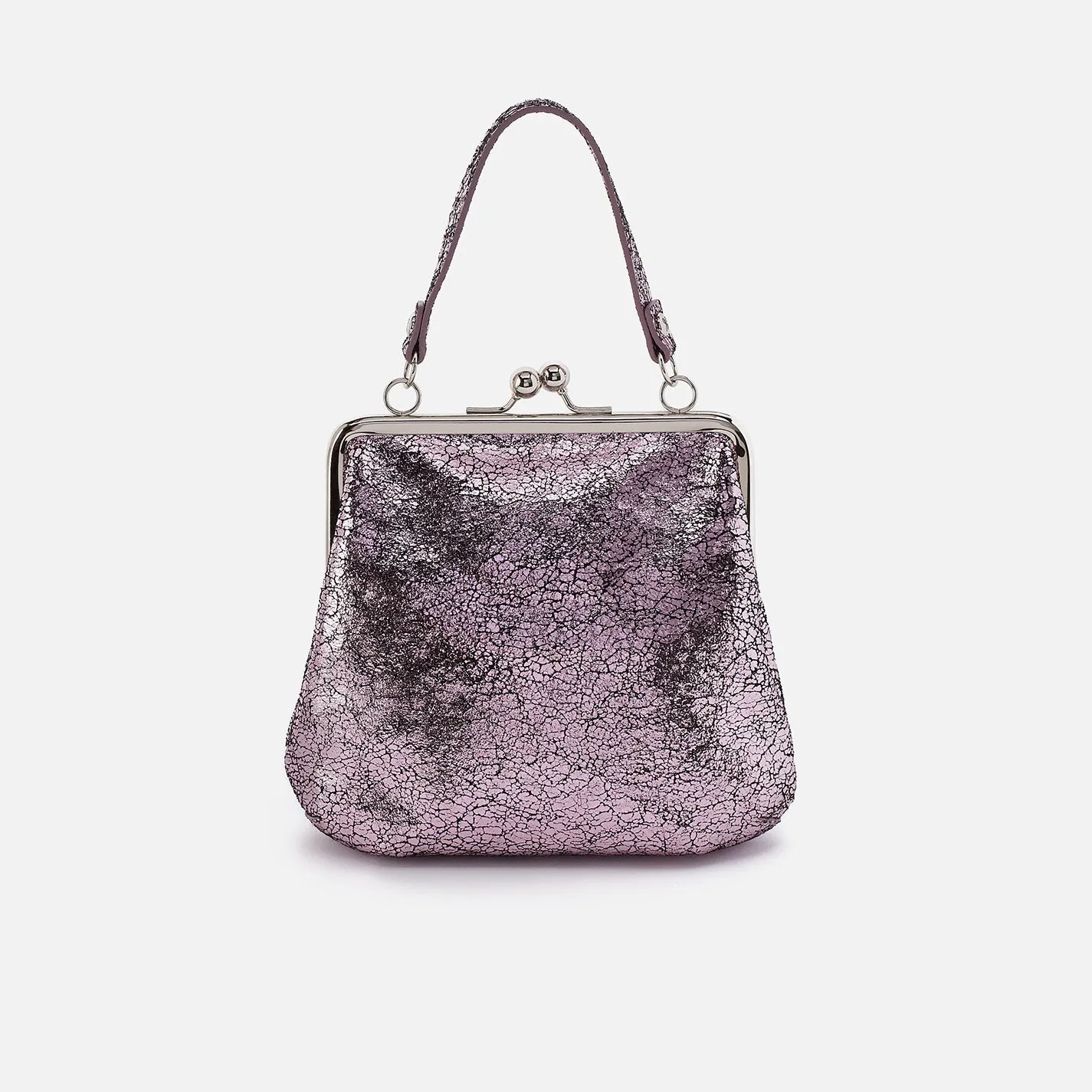 Alba Crossbody In Metallic Leather - Blush Crackle