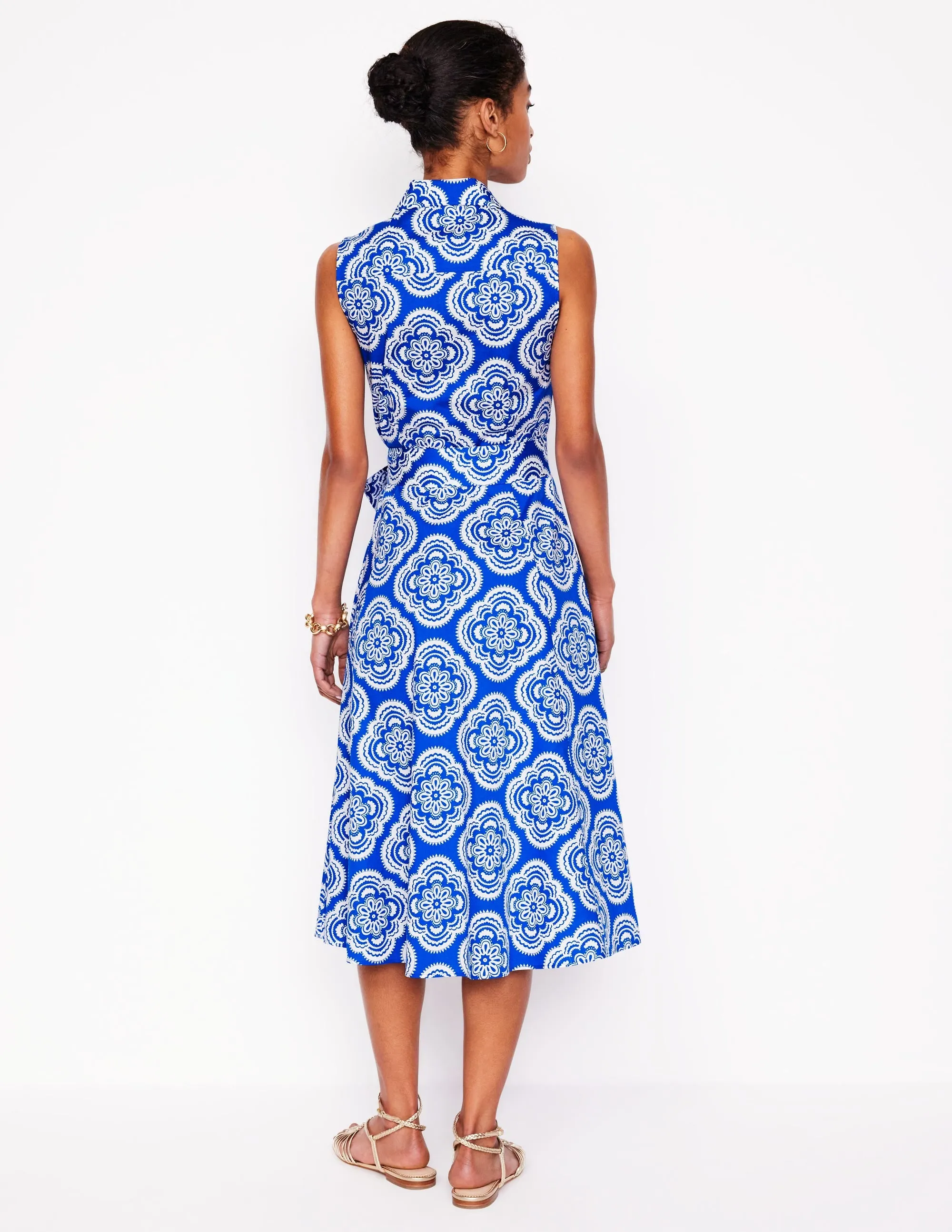 Amy Sleeveless Shirt Dress-Gallery Blue. Botanic Blush