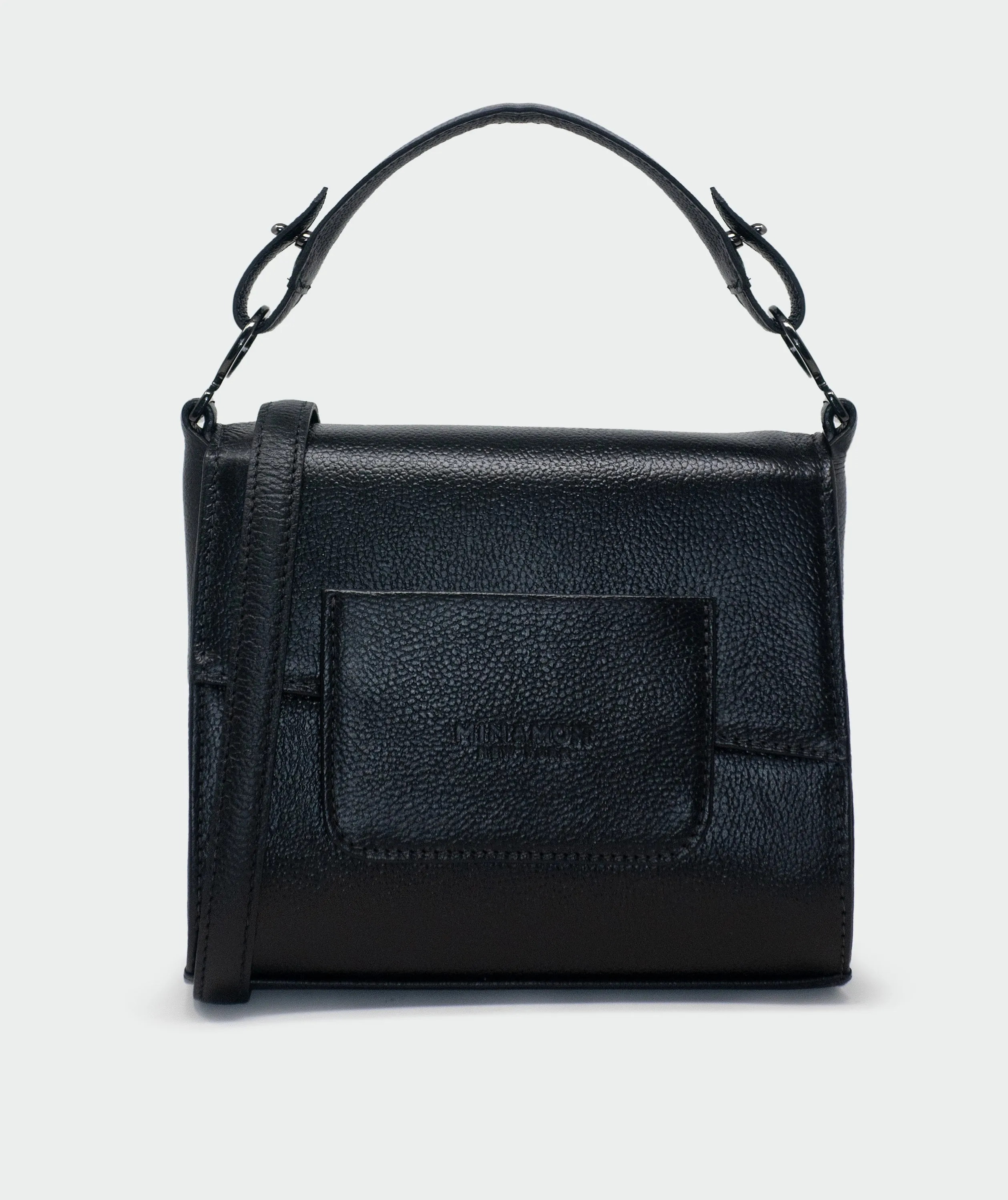 Anastasio Micro Crossbody Handbag Black Leather - All Over Eyes Embroidery
