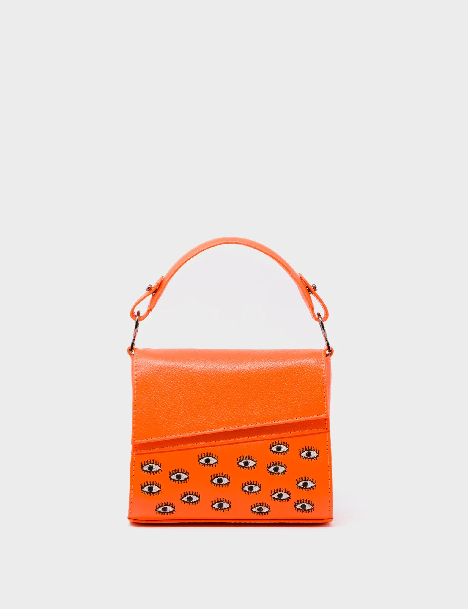 Anastasio Micro Crossbody Handbag Neon Orange Leather - Eyes Embroidery