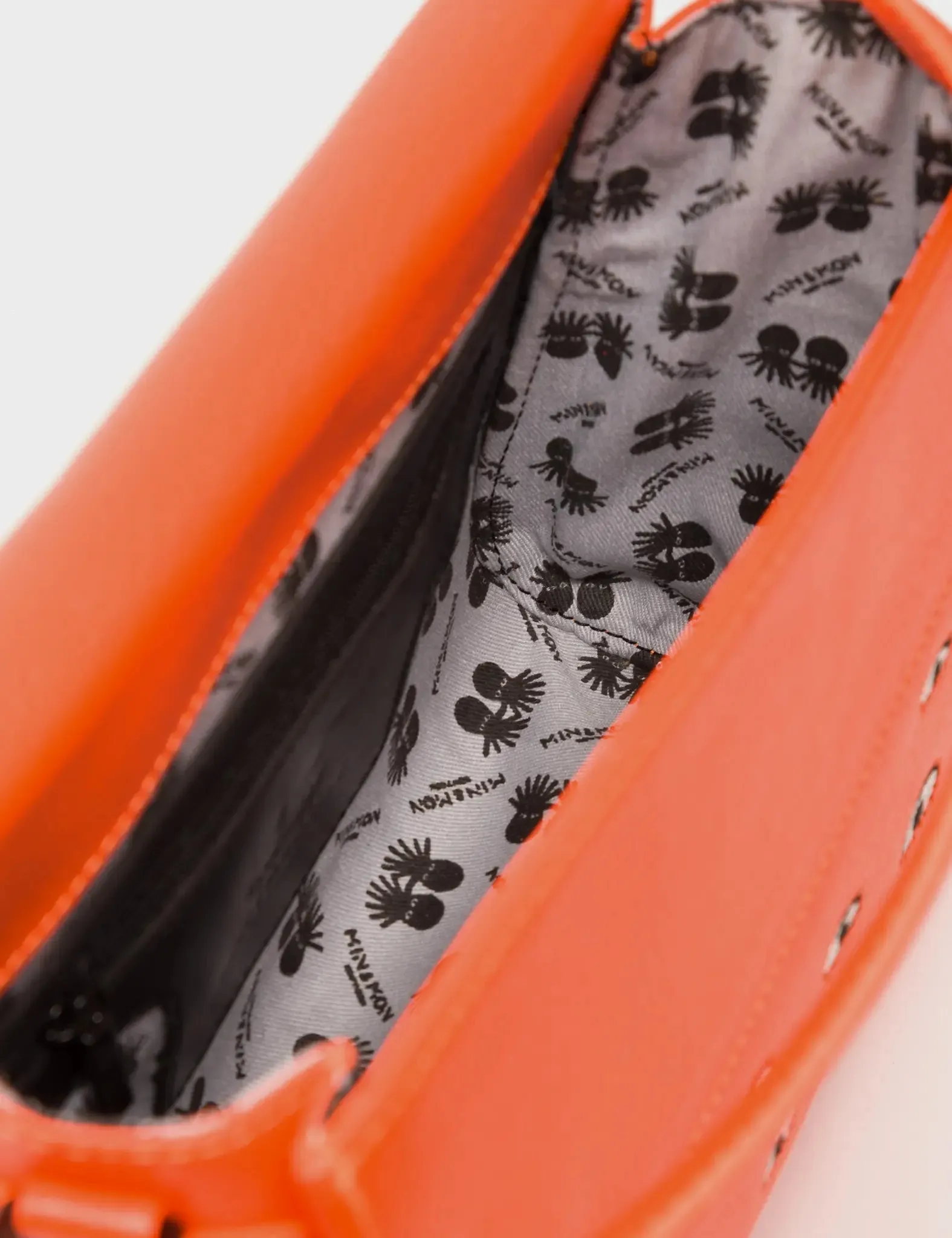 Anastasio Mini Crossbody Handbag Neon Orange Leather - All Over Eyes Embroidery