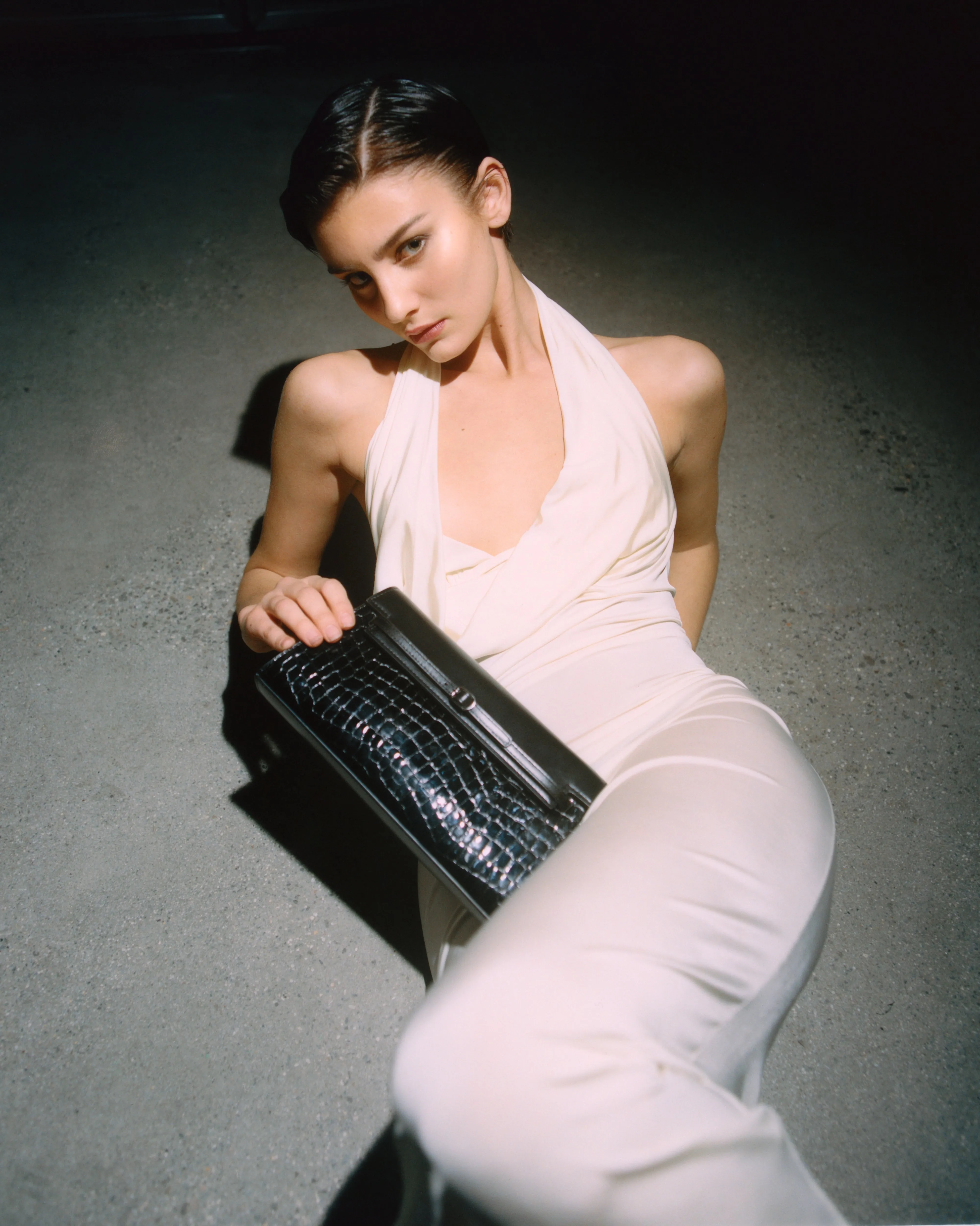 Black Croc Shoulder Bag (Limited Edition. Pre-Order Only)