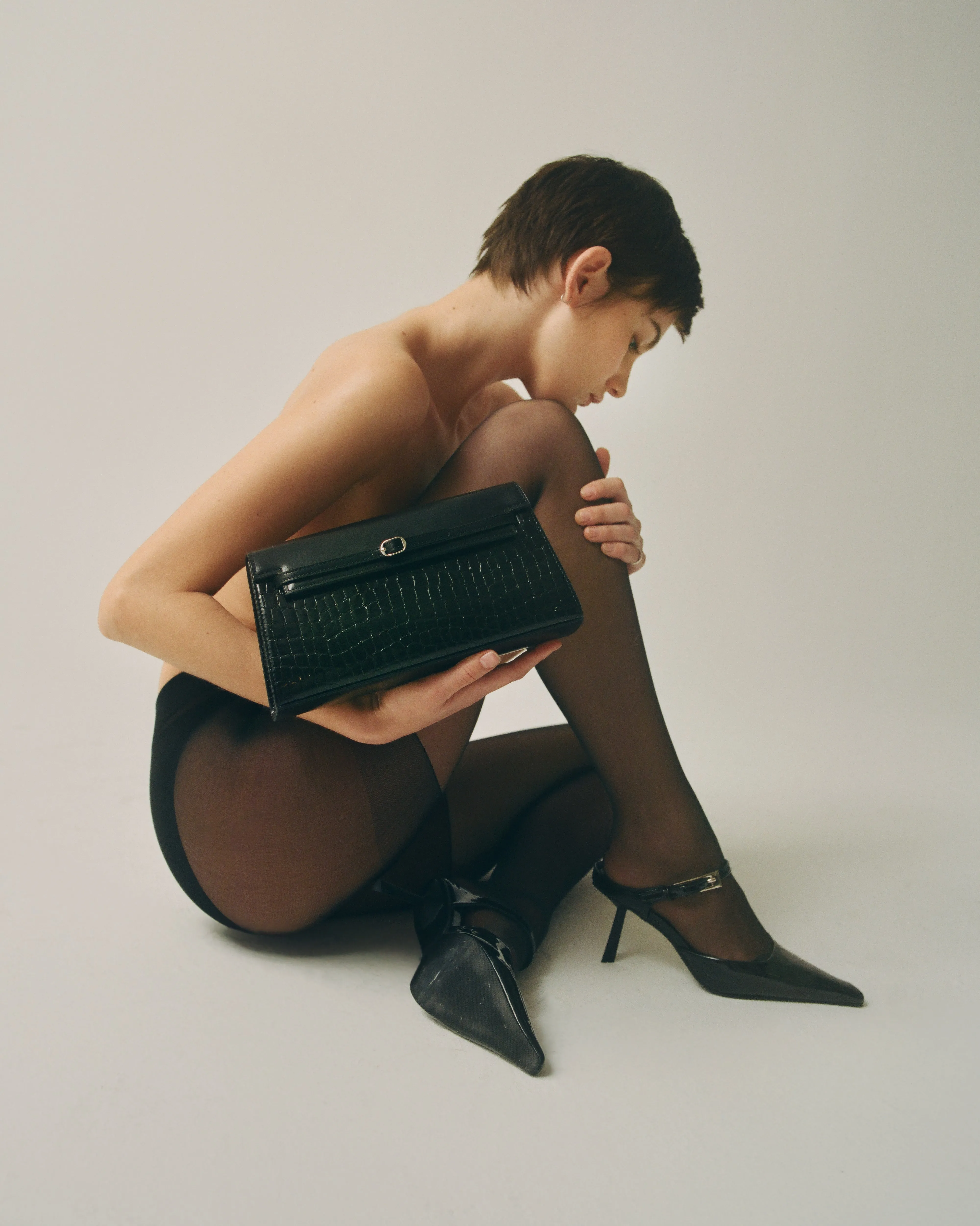 Black Croc Shoulder Bag (Limited Edition. Pre-Order Only)