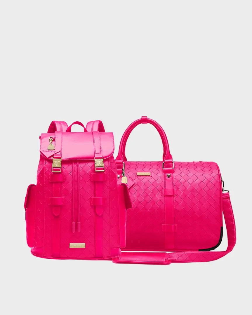 Bodega Rolling Travel Set in Neon Pink