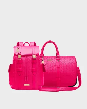 Bodega Rolling Travel Set in Neon Pink