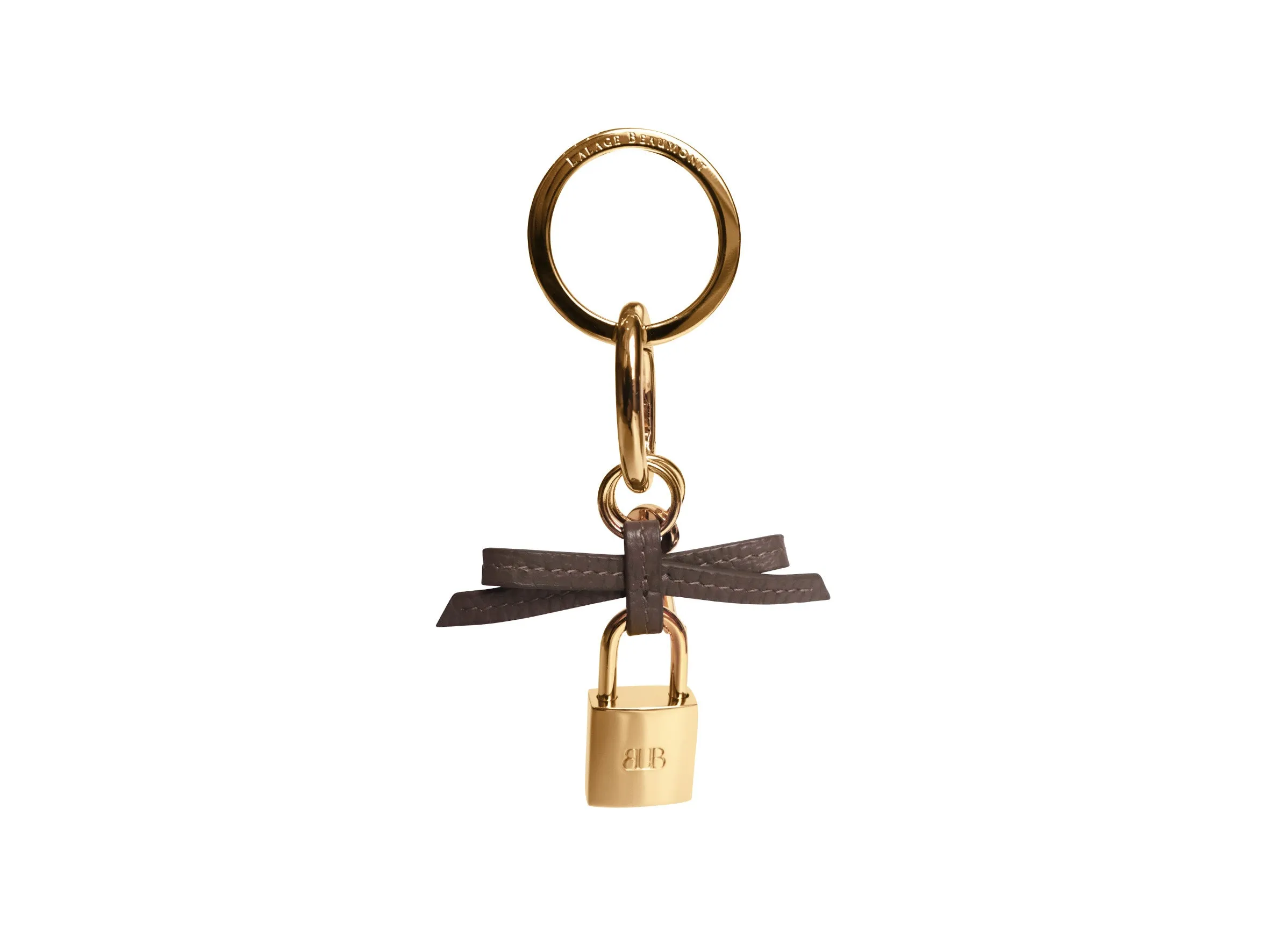Bow and Padlock Keyring/Bag Charm - Caribou - Taupe