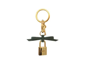 Bow and Padlock Keyring/Bag Charm - Dolomite - Dark Green