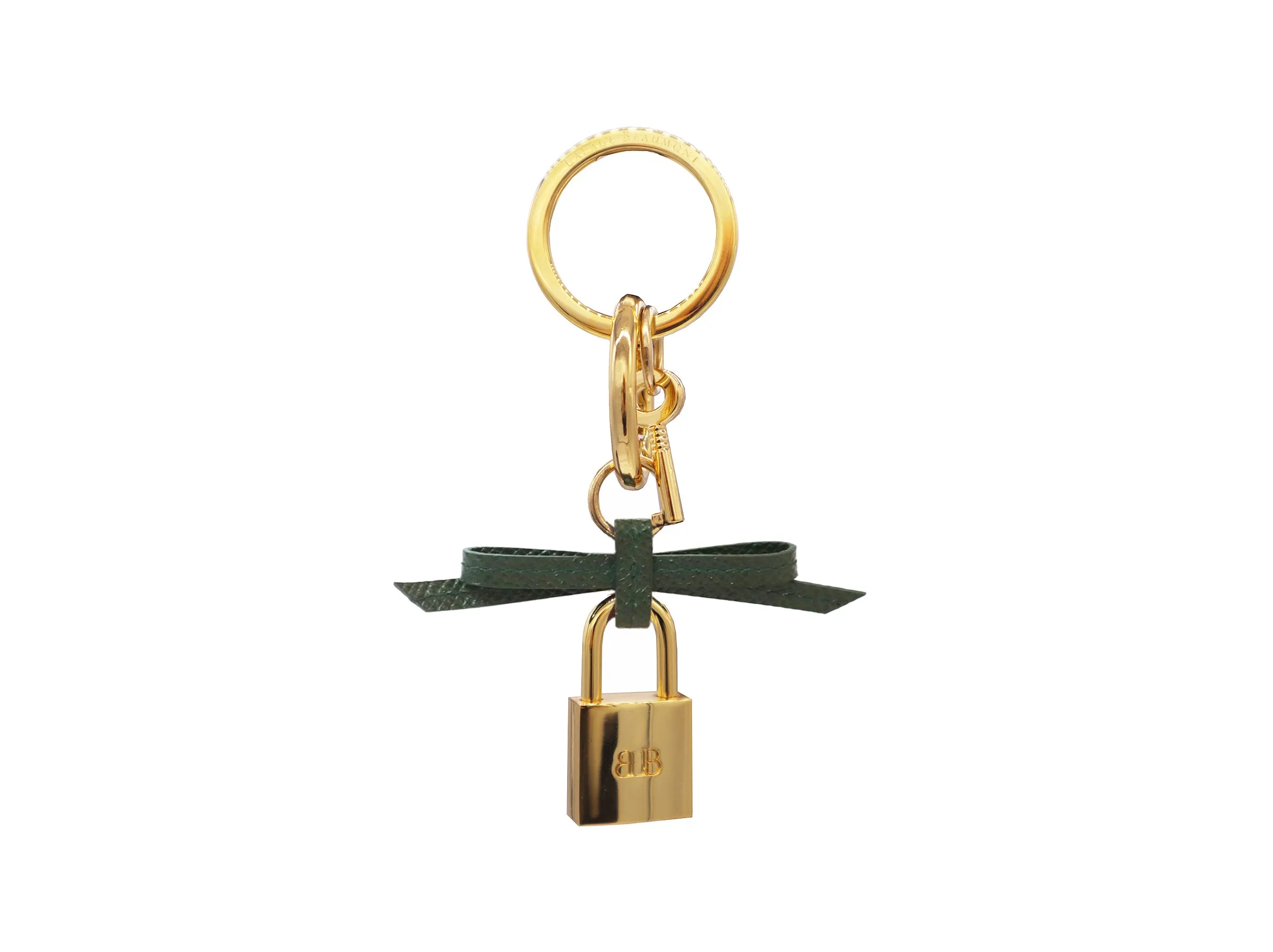 Bow and Padlock Keyring/Bag Charm - Dolomite - Dark Green
