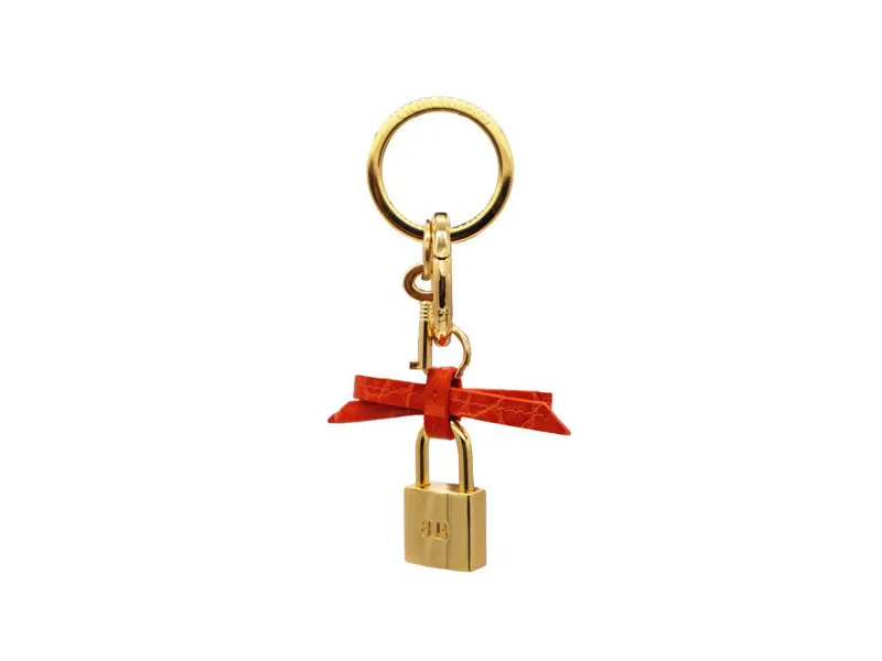 Bow and Padlock Keyring/Bag Charm - Orinoco - Orange