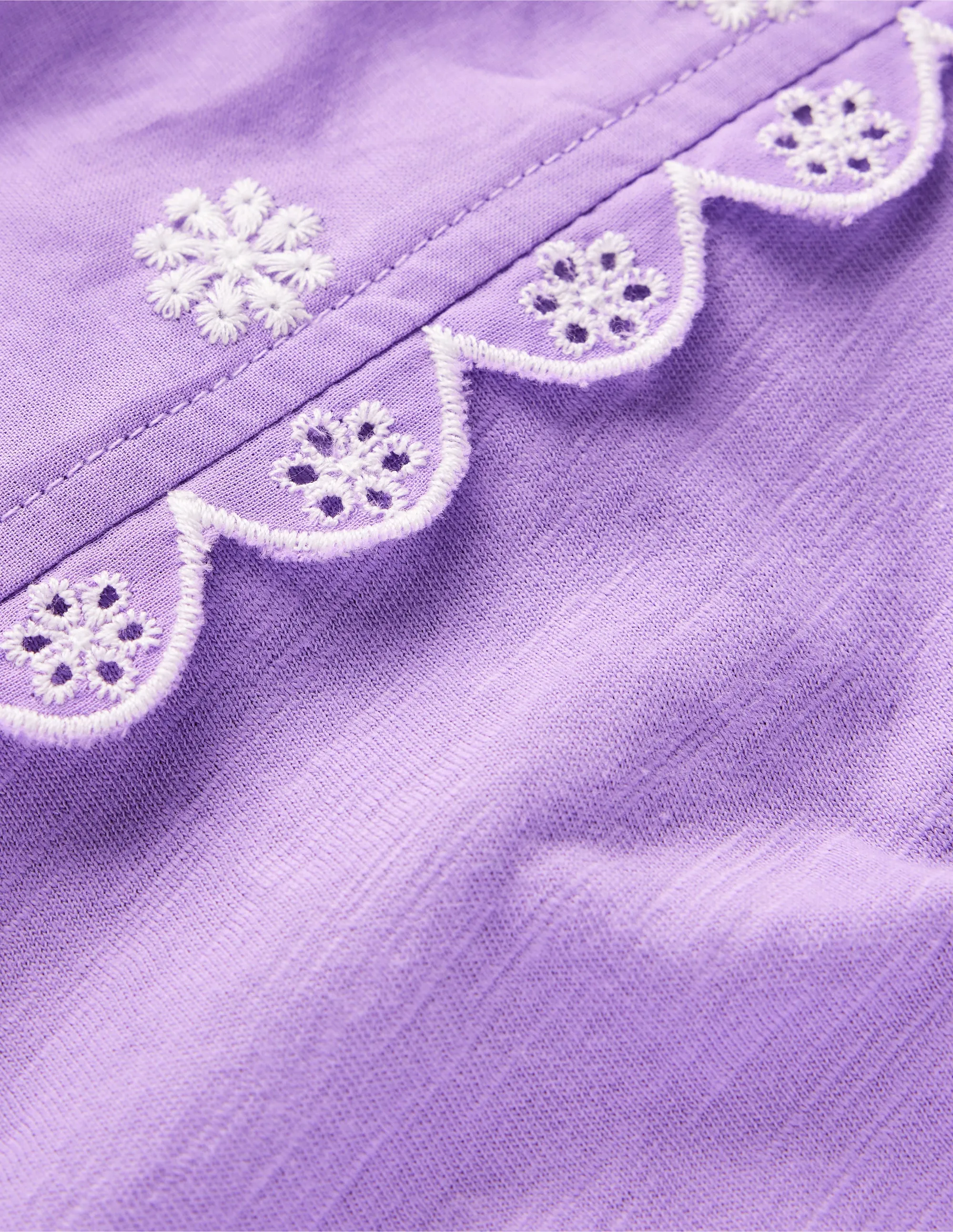 Broderie Sleeve Tee-Aster Purple