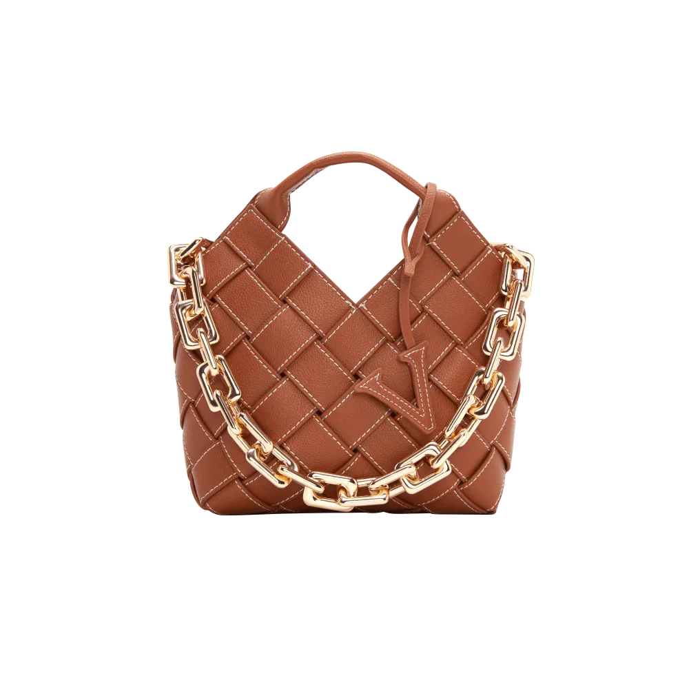 Caramel Woven Basket Bag