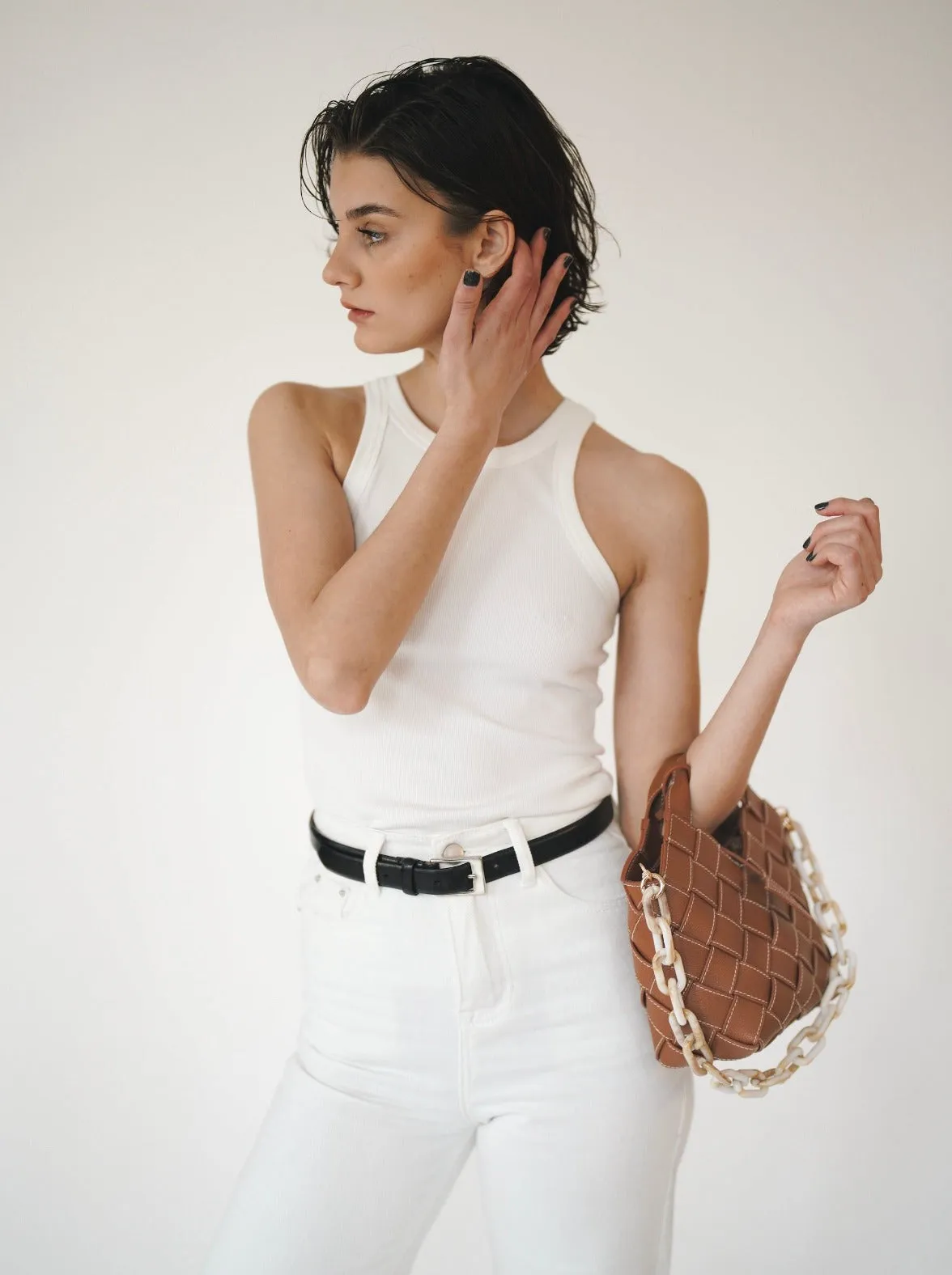 Caramel Woven Basket Bag
