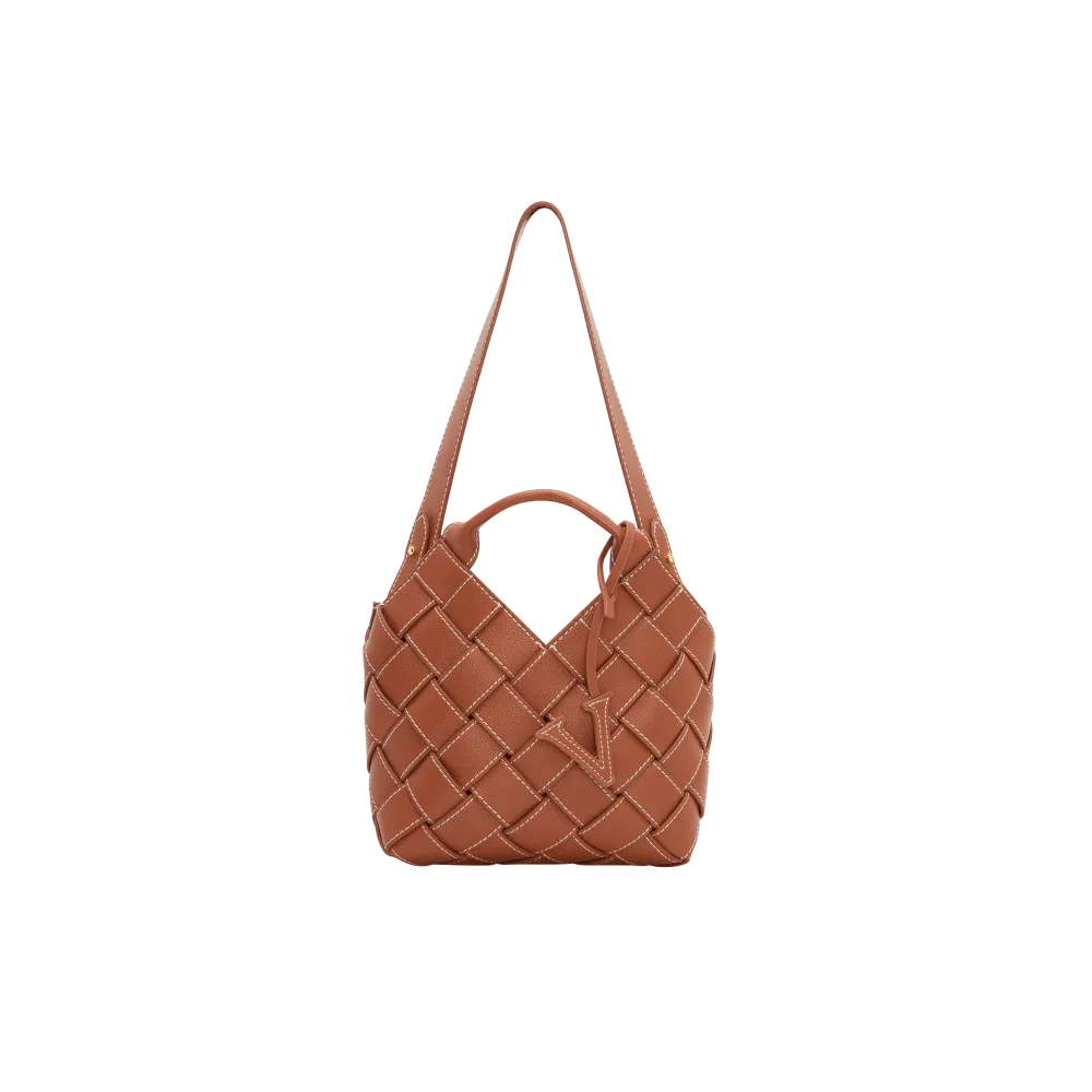 Caramel Woven Basket Bag