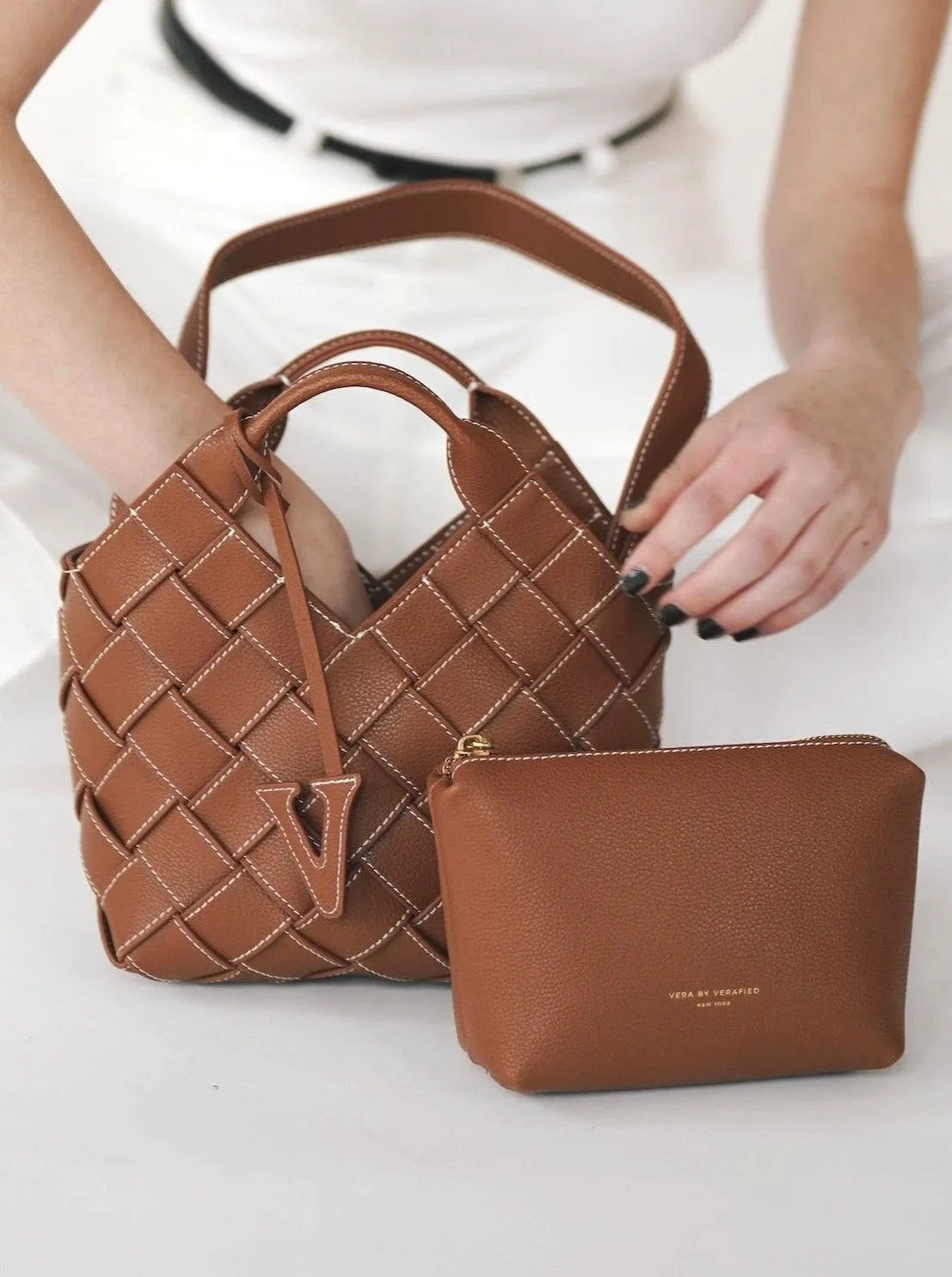 Caramel Woven Basket Bag