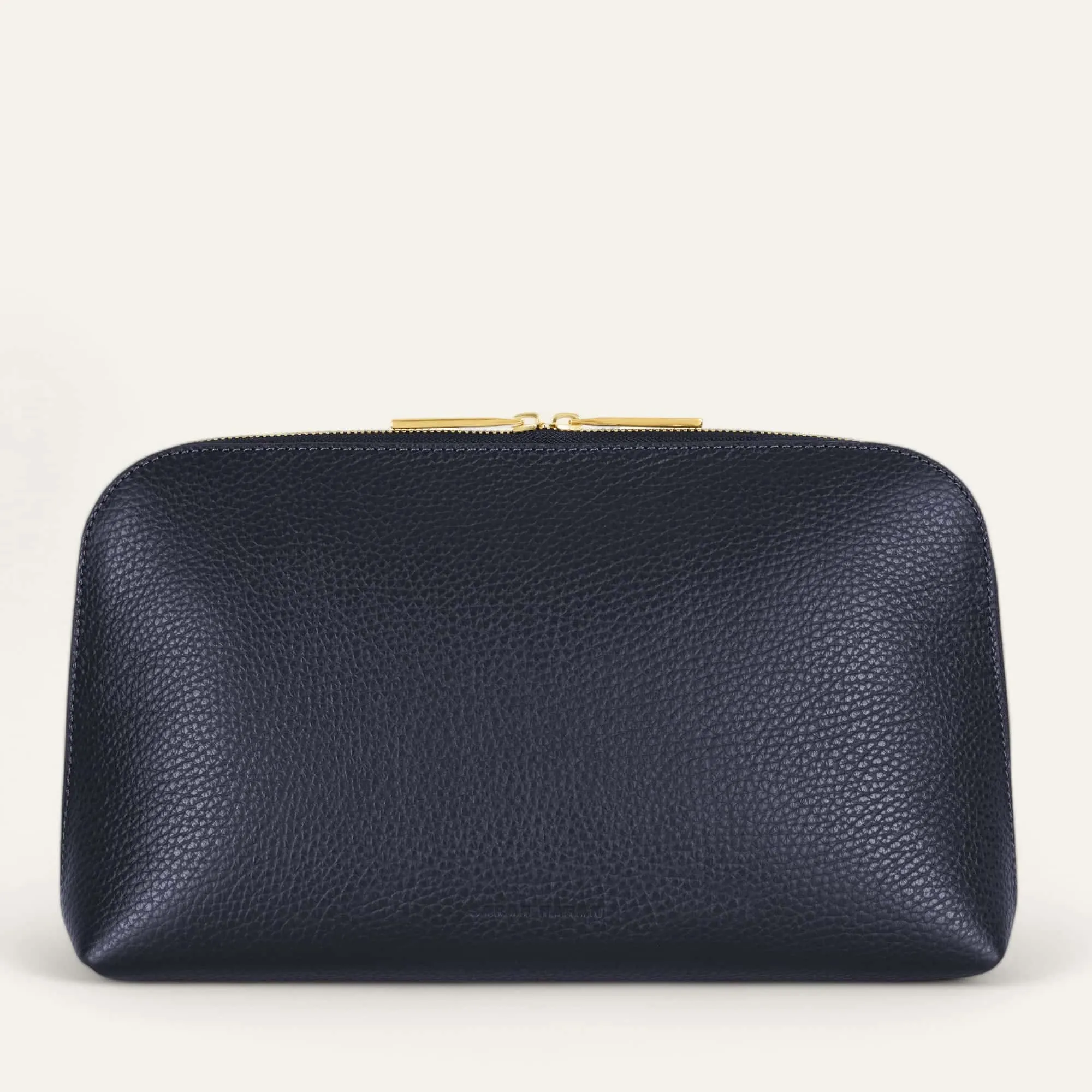Carnation Cosmetic Bag | Navy with Gold hardware (Large)