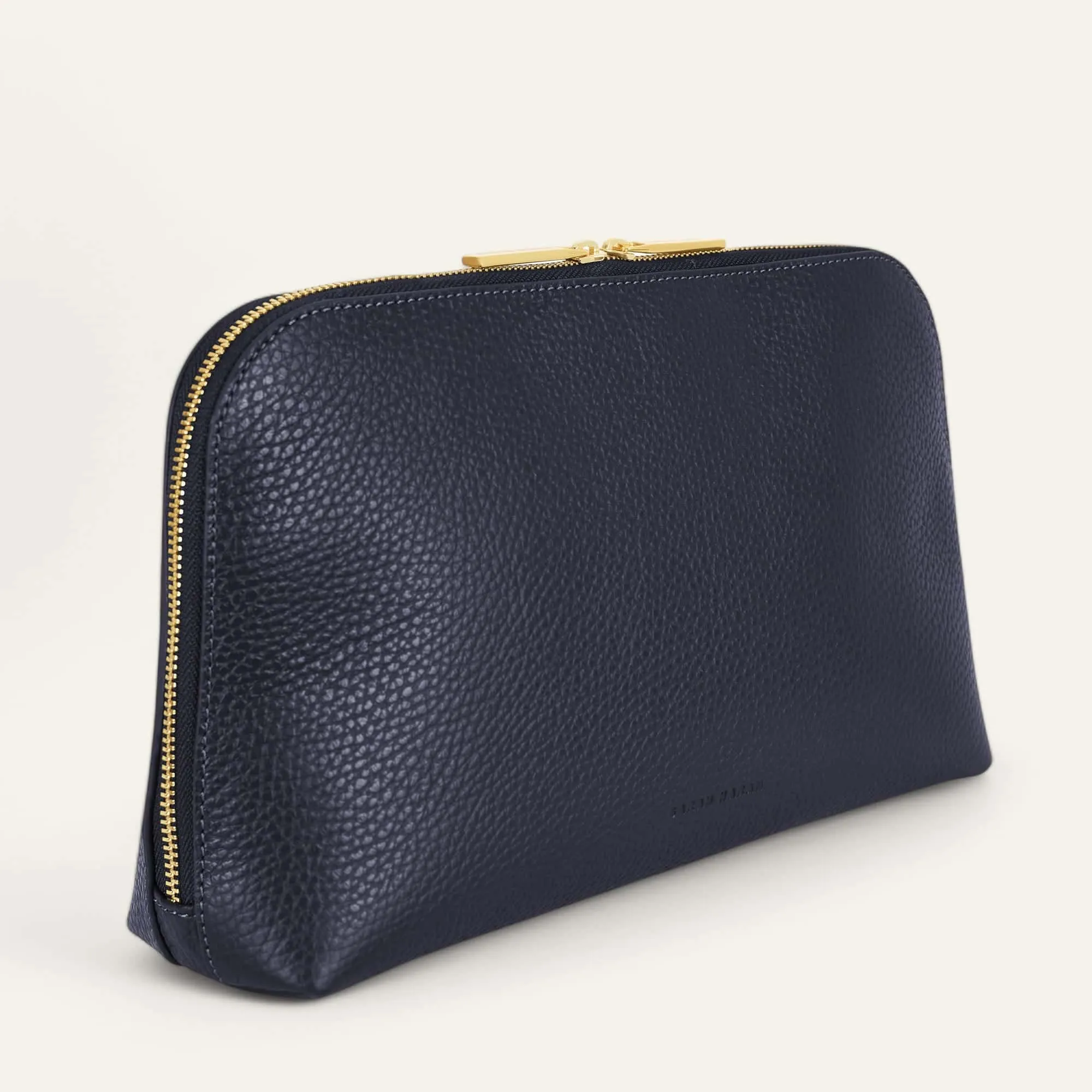 Carnation Cosmetic Bag | Navy with Gold hardware (Large)