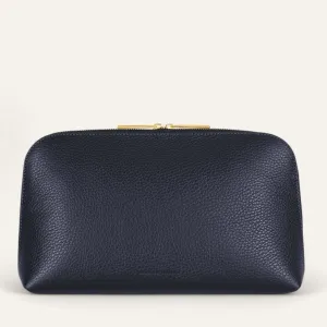 Carnation Cosmetic Bag | Navy with Gold hardware (Large)