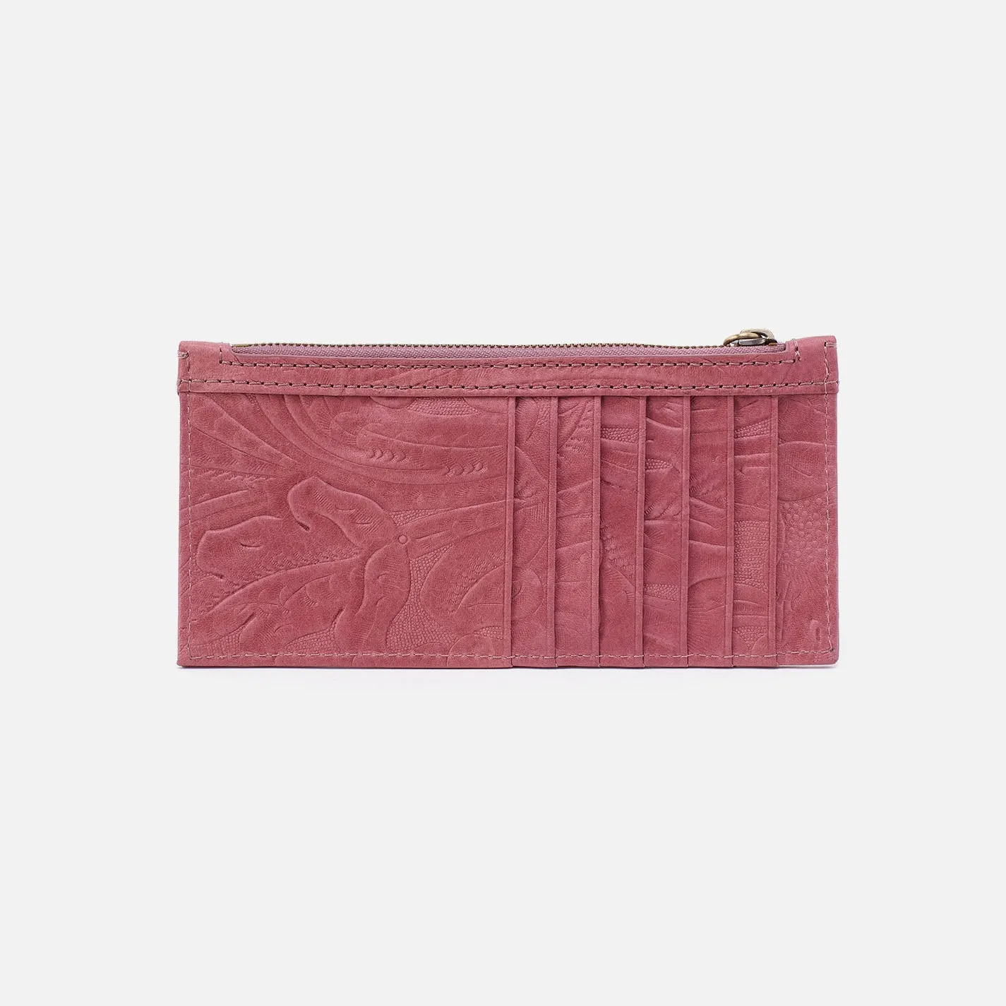 Carte Card Case In Tooled Embossed Leather - Mauve Tooled Emboss