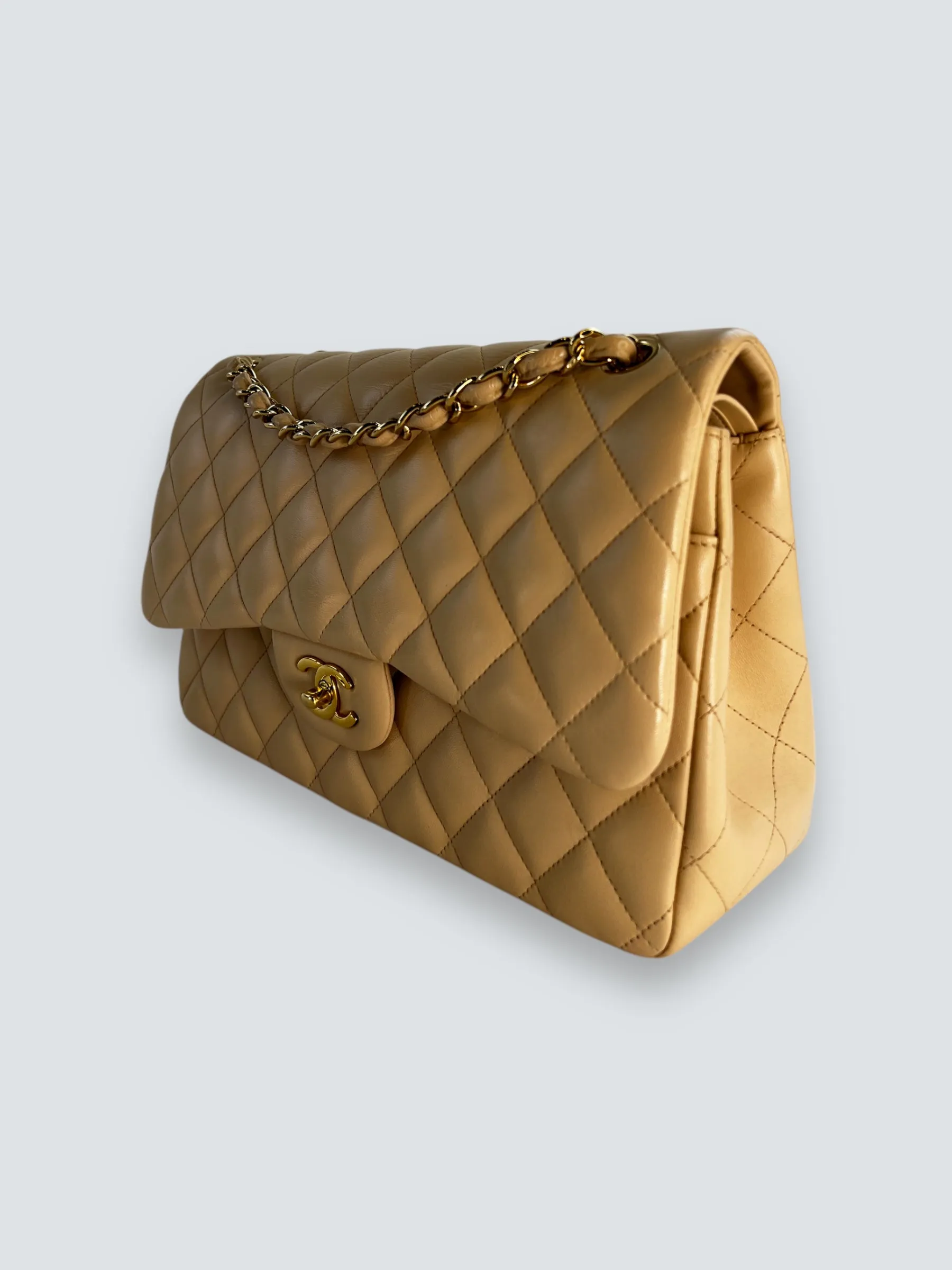Chanel Ceam Lambskin Leather Classic Jumbo Double Flap
