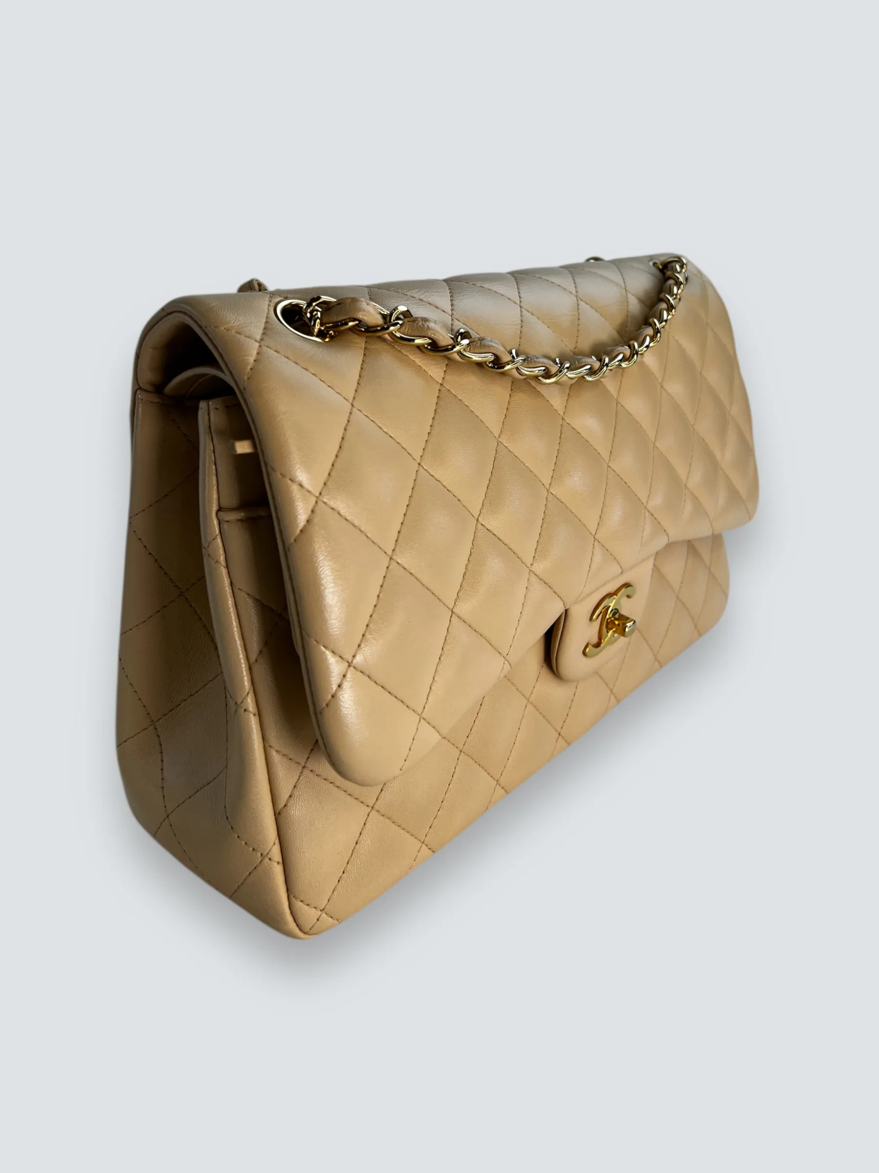 Chanel Ceam Lambskin Leather Classic Jumbo Double Flap