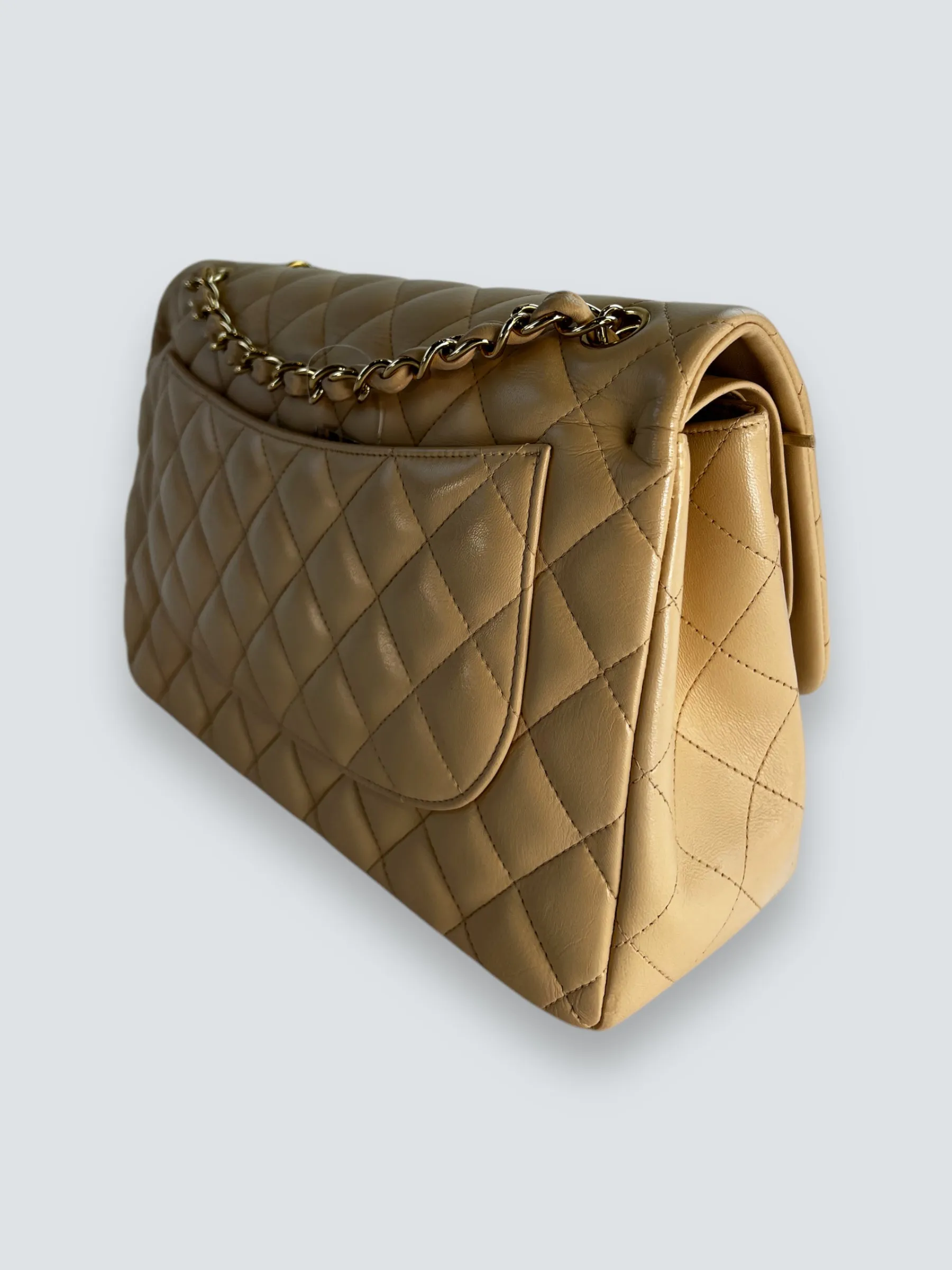 Chanel Ceam Lambskin Leather Classic Jumbo Double Flap