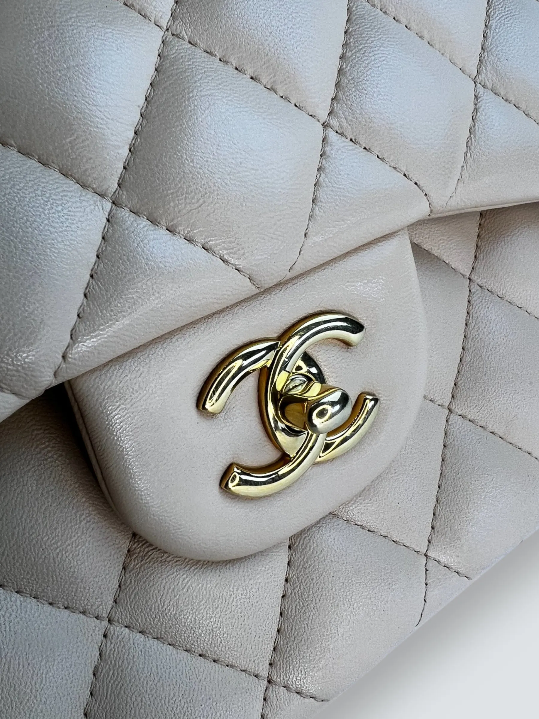 Chanel Ceam Lambskin Leather Classic Jumbo Double Flap