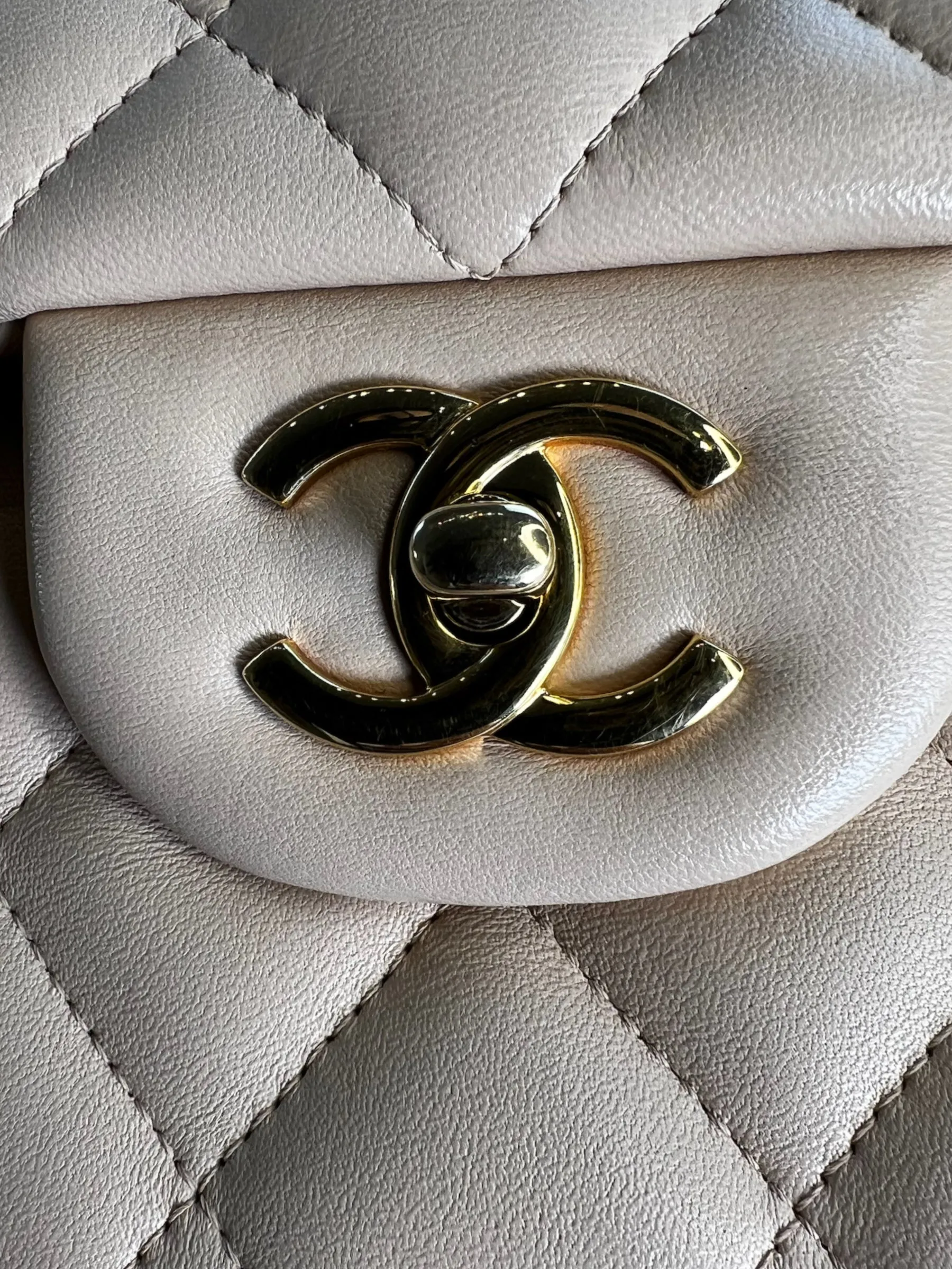 Chanel Ceam Lambskin Leather Classic Jumbo Double Flap