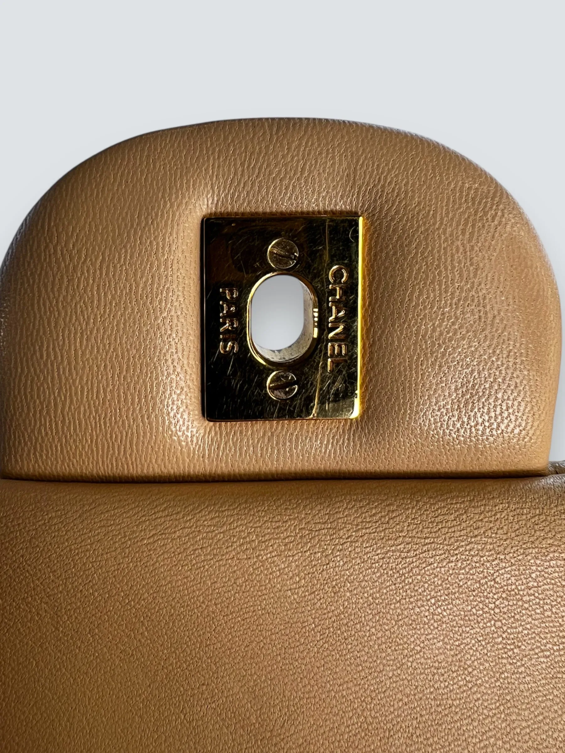 Chanel Ceam Lambskin Leather Classic Jumbo Double Flap