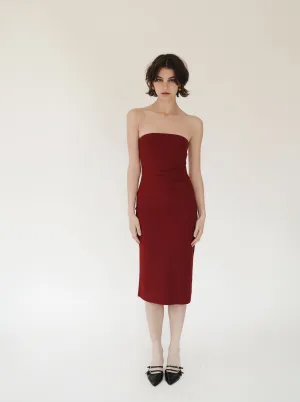 Cherry Strapless Midi Dress