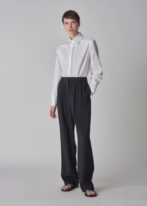 Classic Pleat Front Trouser in Fluid Crepe - Black
