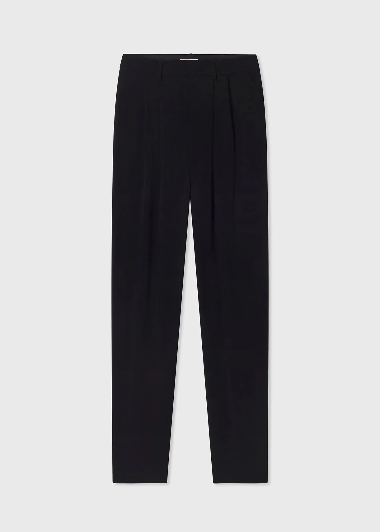 Classic Pleat Front Trouser in Fluid Crepe - Black
