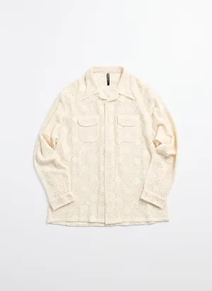 Cotton Lace Long Sleeve Open Collar Shirt