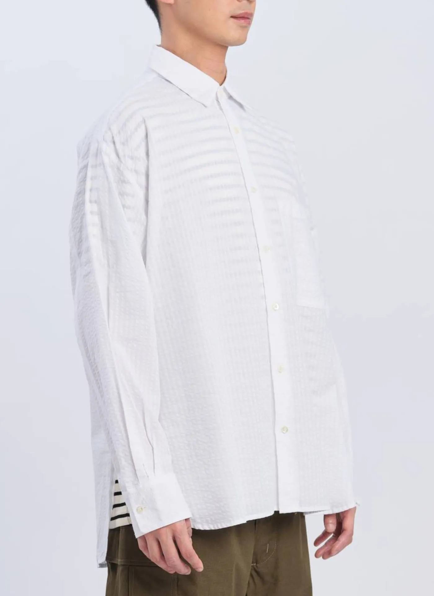 Cotton Seersuckers Classic Collar Shirt