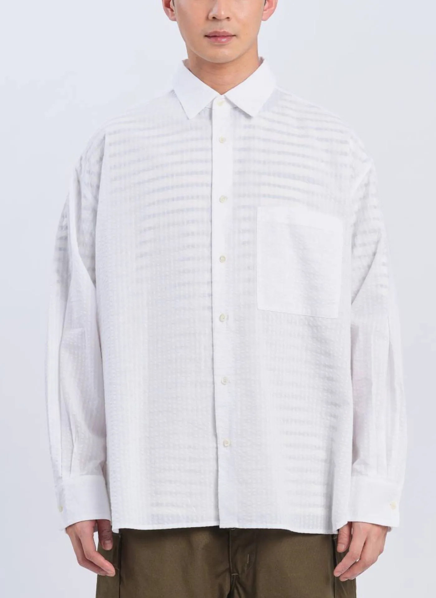 Cotton Seersuckers Classic Collar Shirt