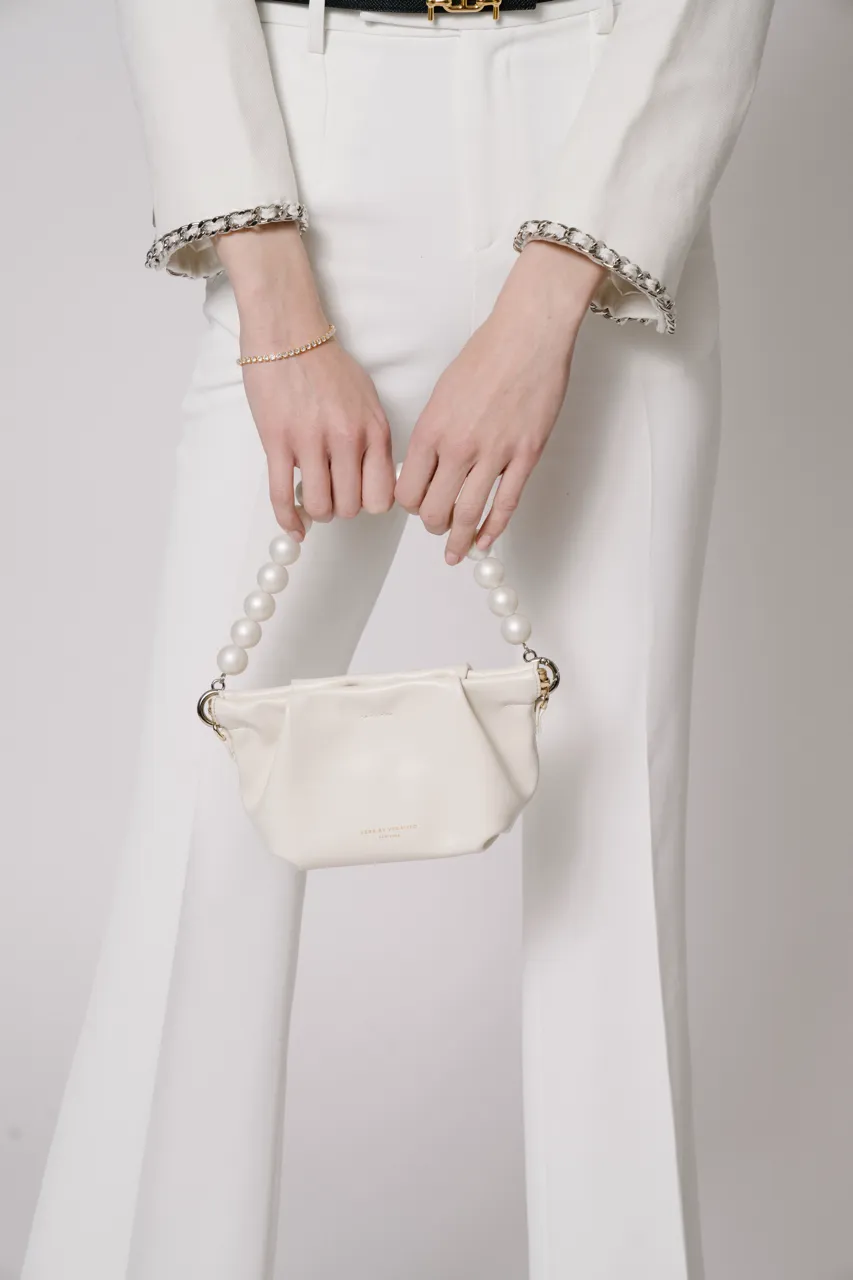 Cream Croissant Shoulder Handbag