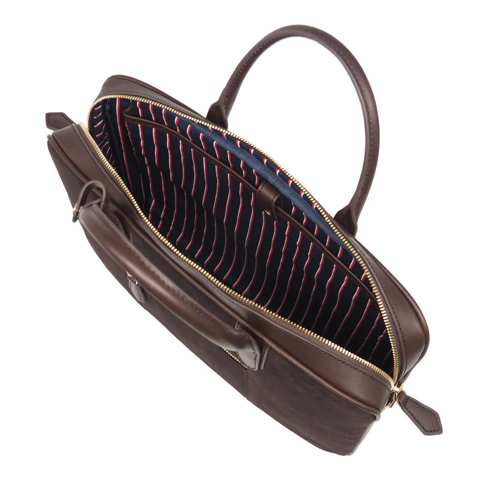 Dark Choco Suede Computer Briefcase
