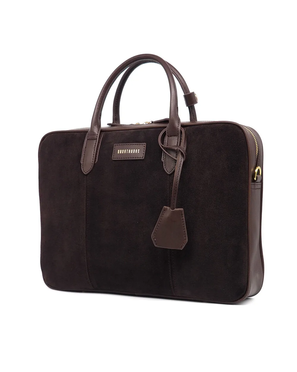 Dark Choco Suede Computer Briefcase