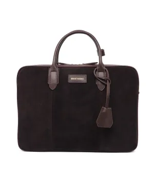 Dark Choco Suede Computer Briefcase