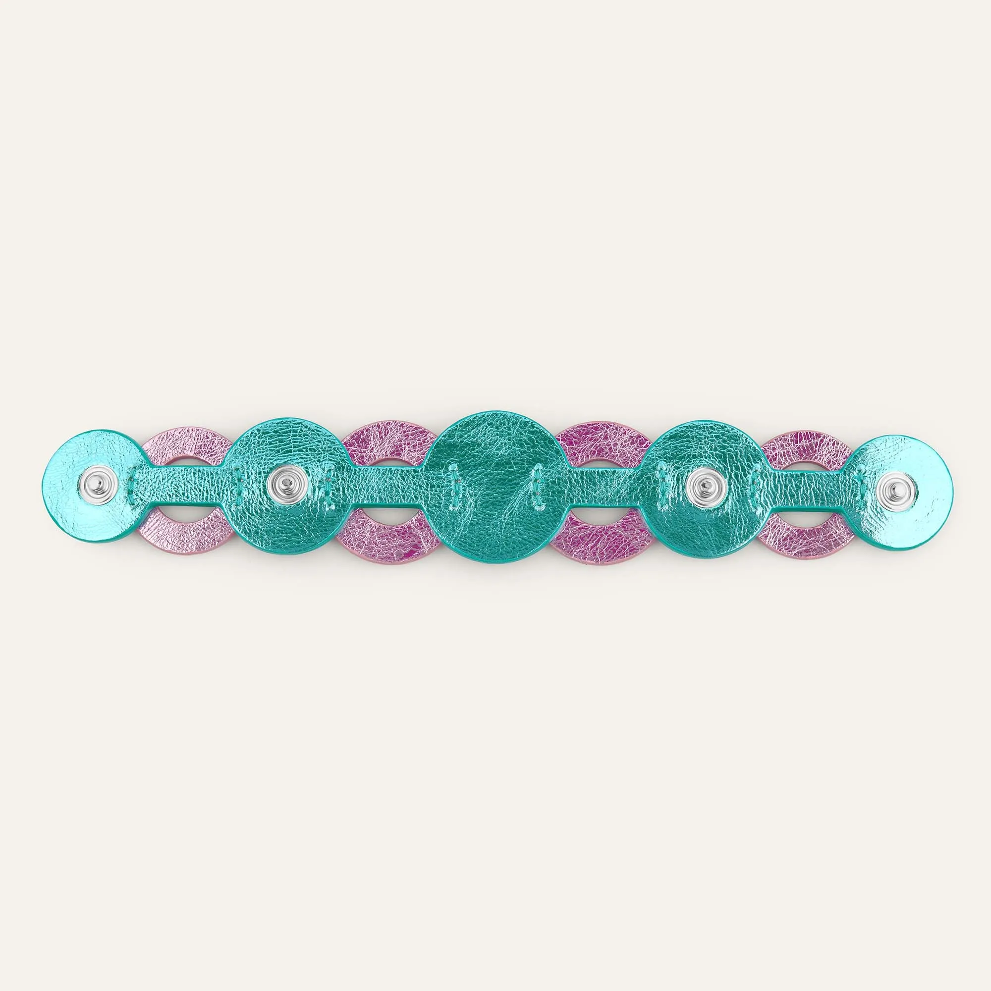 Deco Discs | Metallic Pink Metallic Turquoise with Silver hardware