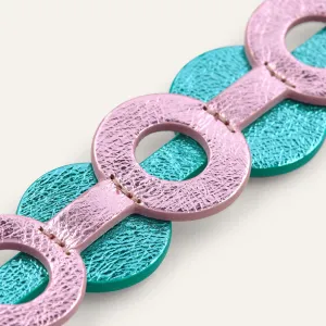 Deco Discs | Metallic Pink Metallic Turquoise with Silver hardware