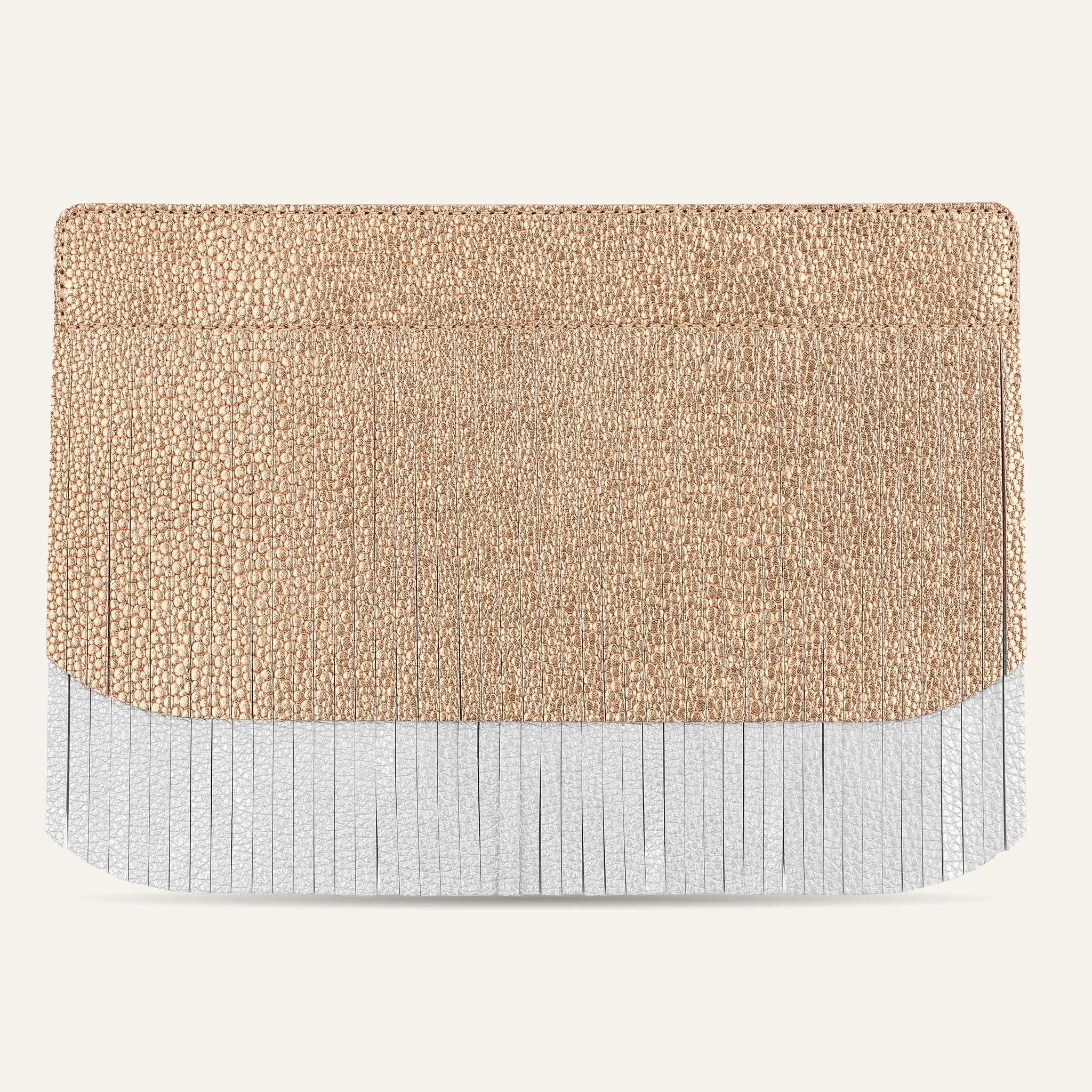 Deco Fringing | Blush Rose Soft Metallic Silver with Gold hardware
