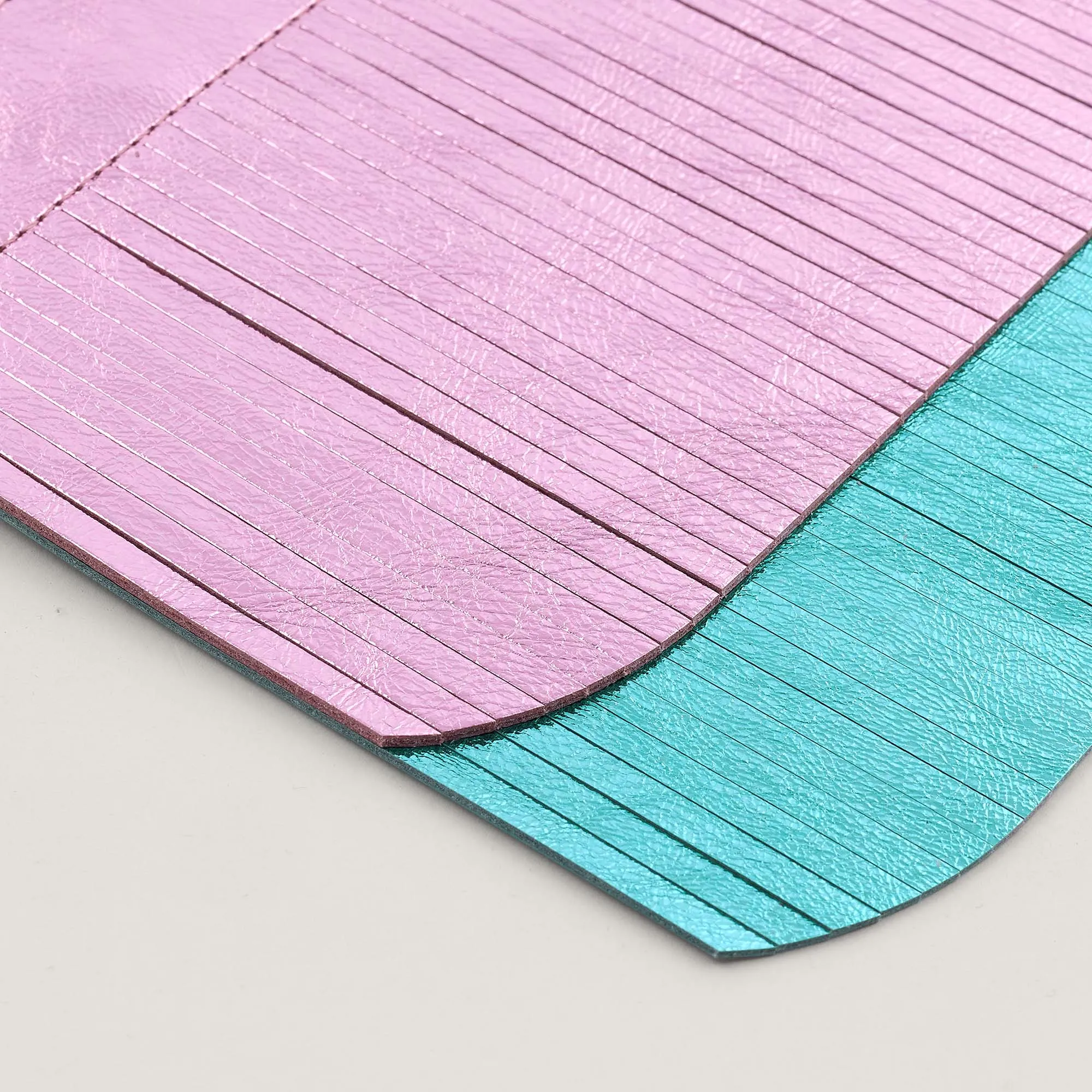 Deco Fringing | Metallic Turquoise Metallic Pink with Gold hardware