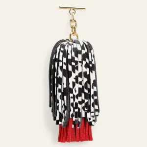 Double Pompom Tassel | Dalmatian Pillarbox Red with Gold hardware