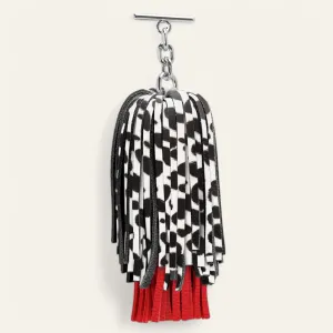 Double Pompom Tassel | Dalmatian Pillarbox Red with Silver hardware
