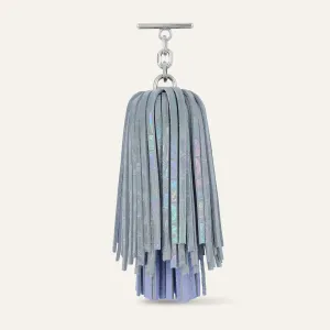 Double Pompom Tassel | Petrolescent Croc Lavender with Silver hardware