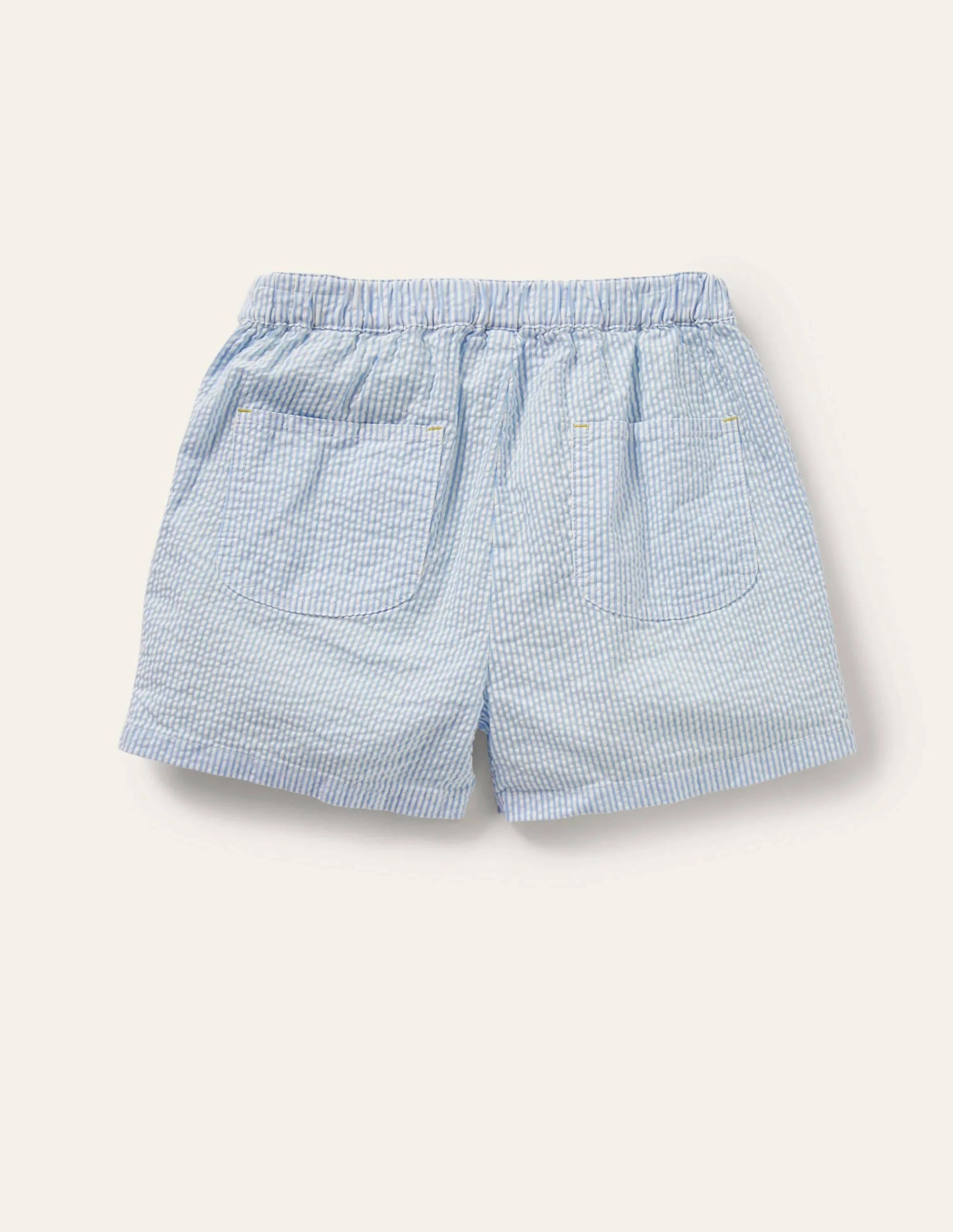 Embroidered Tie-waist Shorts-Bright Bluebell Ticking