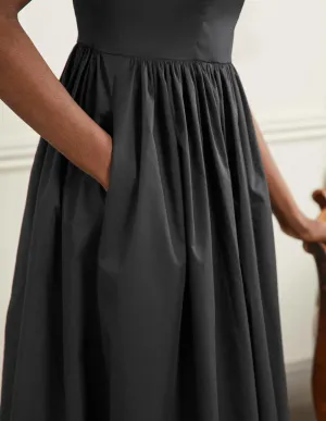 Emily Strapless Midi Dress-Black