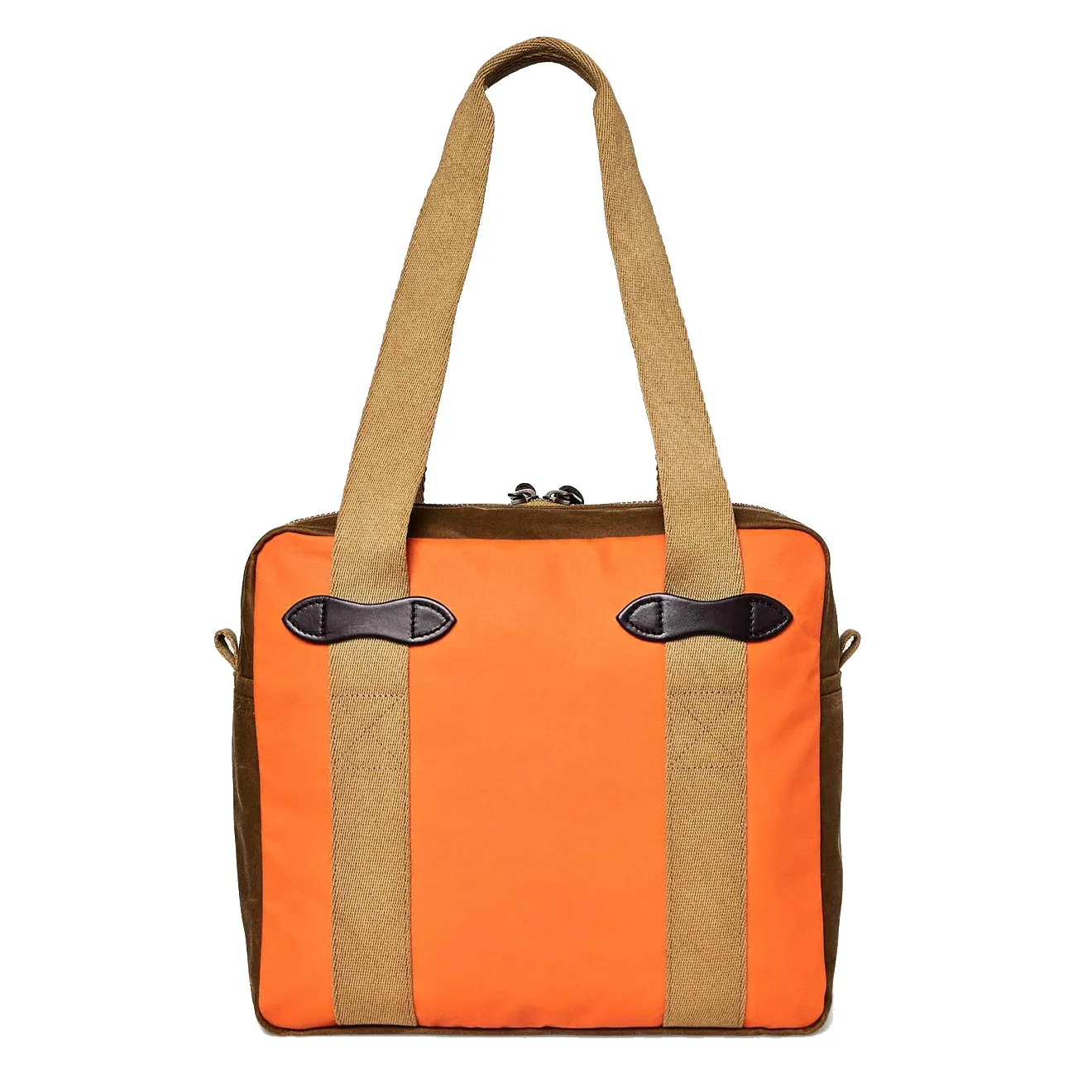 Filson Tin Cloth Tote Bag With Zipper Dark Tan / Flame