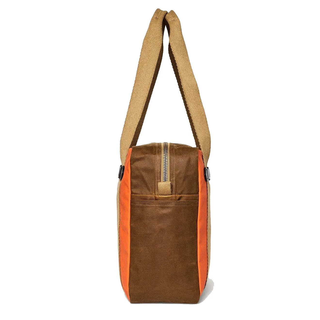 Filson Tin Cloth Tote Bag With Zipper Dark Tan / Flame