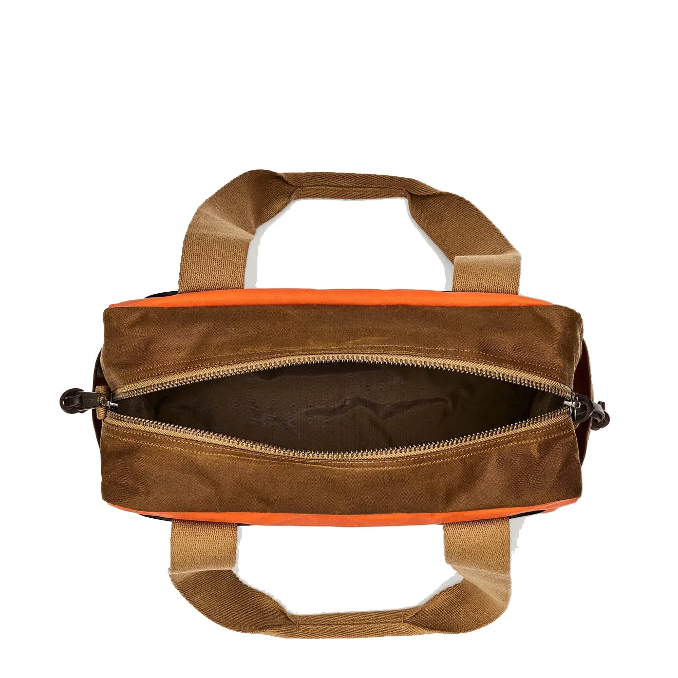 Filson Tin Cloth Tote Bag With Zipper Dark Tan / Flame